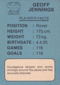 1981 Scanlens VFL #144 Geoff Jennings Back